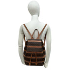 Celine Vintage Macadam Blason Triomphe Pattern Leather Drawstring Backpack Brown — view 2