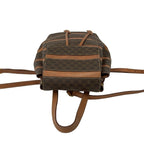 Celine Vintage Macadam Blason Triomphe Pattern Leather Drawstring Backpack Brown — view 4