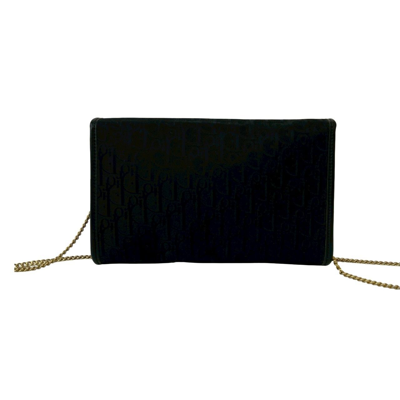 Dior Trotter Pattern Logo Canvas Leather Chain Mini Shoulder Bag Black — view 3
