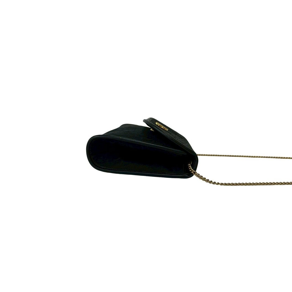 Dior Trotter Pattern Logo Canvas Leather Chain Mini Shoulder Bag Black — view 6