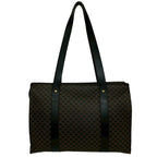 Celine Macadam Blason Triomphe Logo Pattern Leather Tote Shoulder Bag Black — view 3