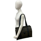 Celine Macadam Blason Triomphe Logo Pattern Leather Tote Shoulder Bag Black — view 2