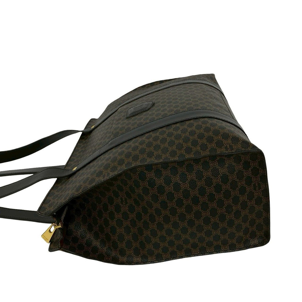 Celine Macadam Blason Triomphe Logo Pattern Leather Tote Shoulder Bag Black — view 5