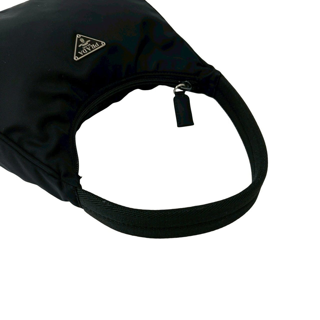 Prada Triangle Logo Plate Tessuto Nylon Mini Handbag Pouch Black — view 4