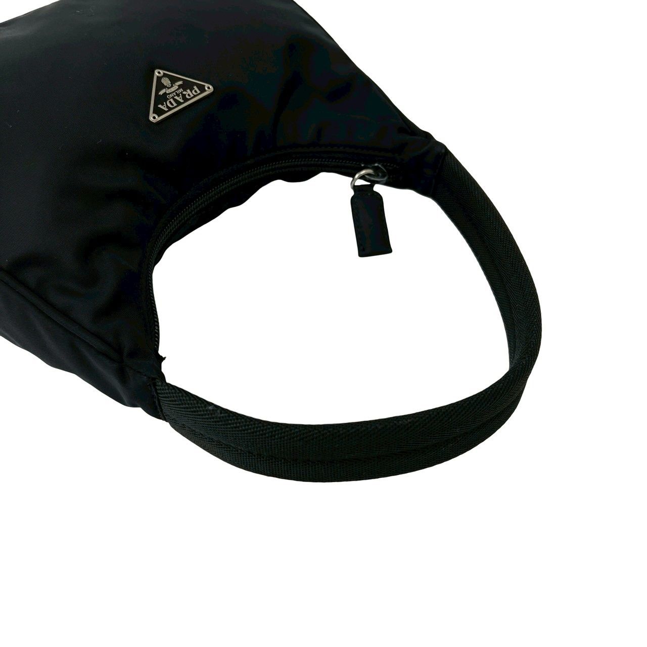 Prada Triangle Logo Plate Tessuto Nylon Mini Handbag Pouch Black — view 4