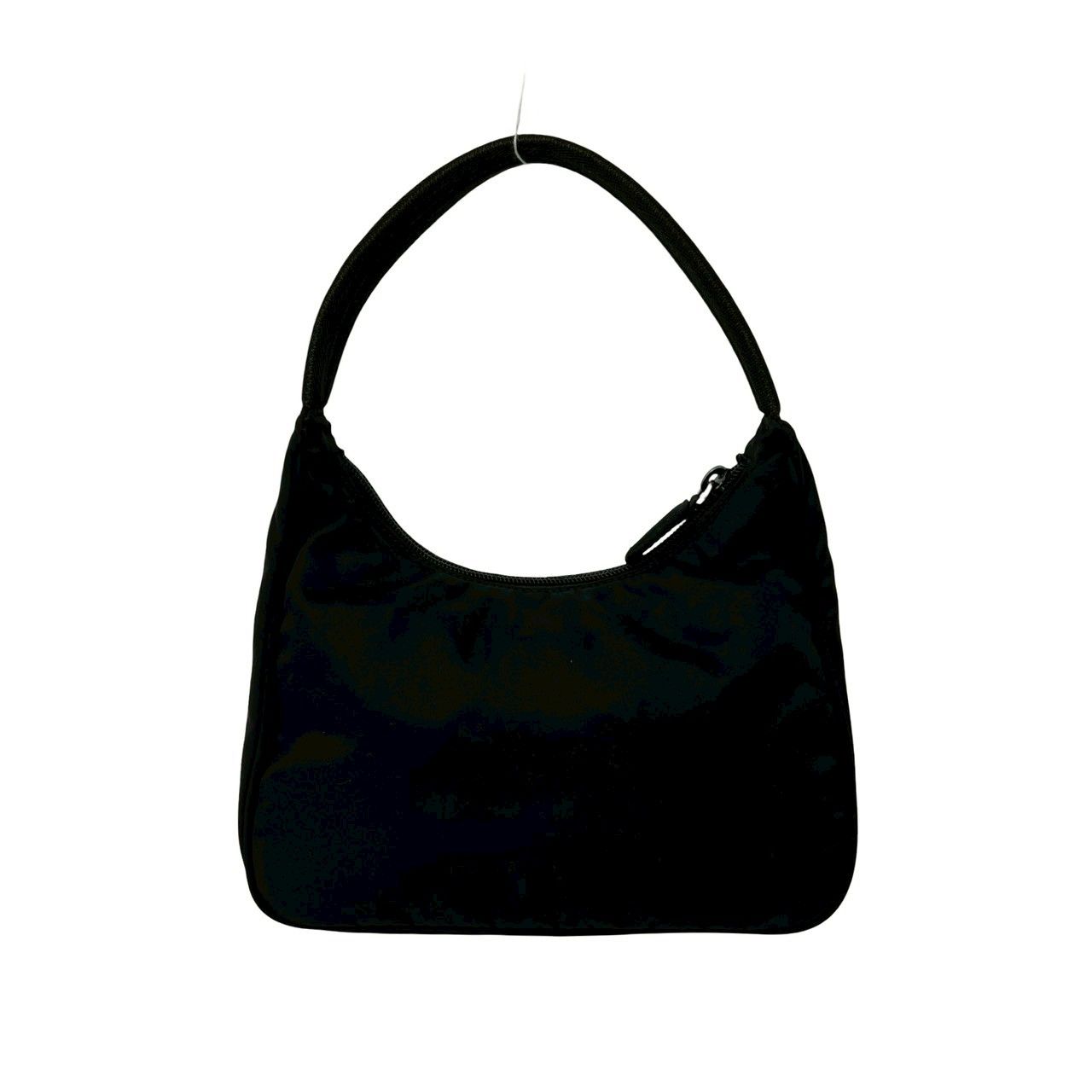 Prada Triangle Logo Plate Tessuto Nylon Mini Handbag Pouch Black — view 3