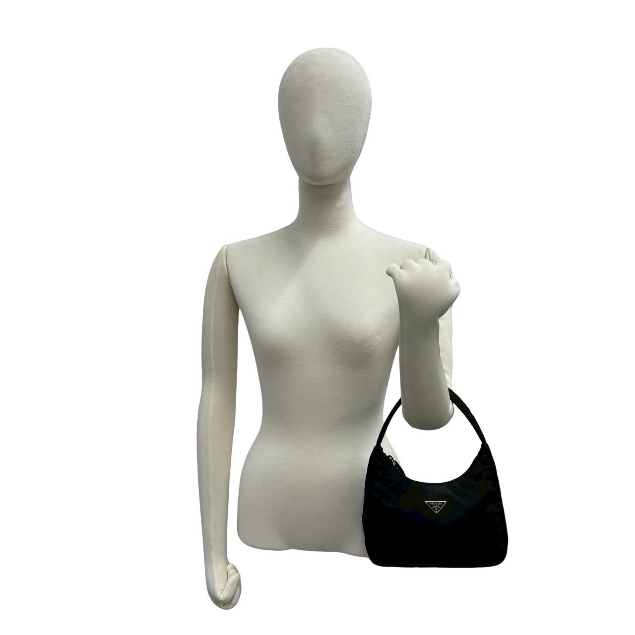 Prada Triangle Logo Plate Tessuto Nylon Mini Handbag Pouch Black — view 2