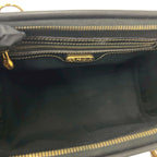 Fendi Vintage Pecan Striped Pattern Leather Mini Boston Bag Black Khaki — view 9