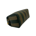 Fendi Vintage Pecan Striped Pattern Leather Mini Boston Bag Black Khaki — view 7