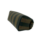 Fendi Vintage Pecan Striped Pattern Leather Mini Boston Bag Black Khaki — view 8