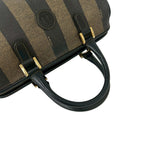 Fendi Vintage Pecan Striped Pattern Leather Mini Boston Bag Black Khaki — view 4
