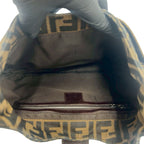 Fendi Vintage Zucca FF Logo Canvas Leather Shoulder Bag Brown — view 9