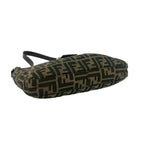 Fendi Vintage Zucca FF Logo Canvas Leather Shoulder Bag Brown — view 7