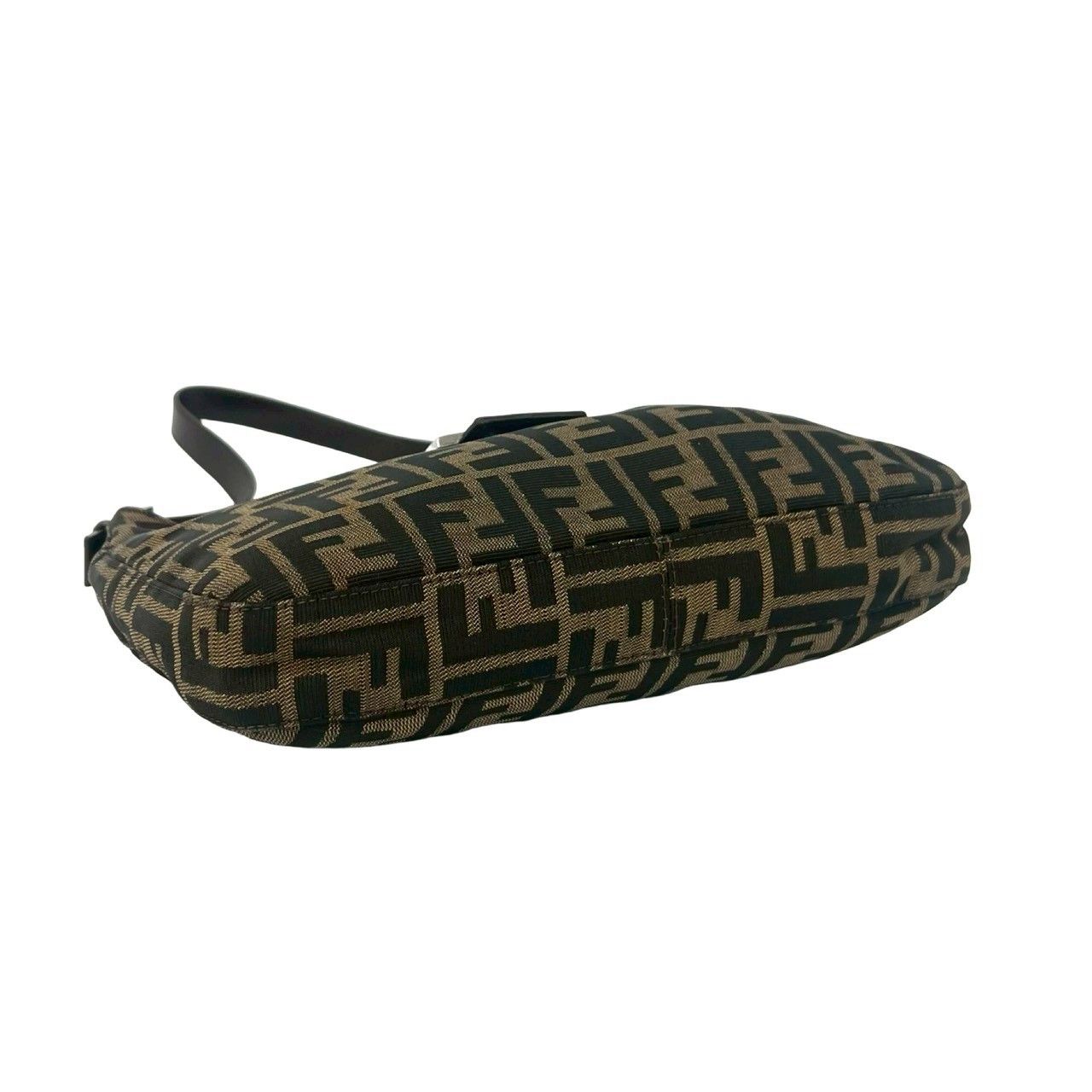 Fendi Vintage Zucca FF Logo Canvas Leather Shoulder Bag Brown — view 7