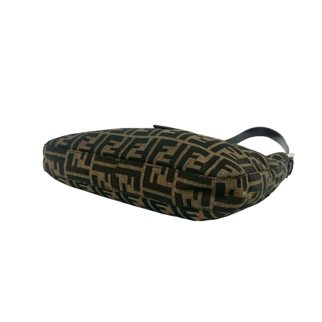 Fendi Vintage Zucca FF Logo Canvas Leather Shoulder Bag Brown — view 8