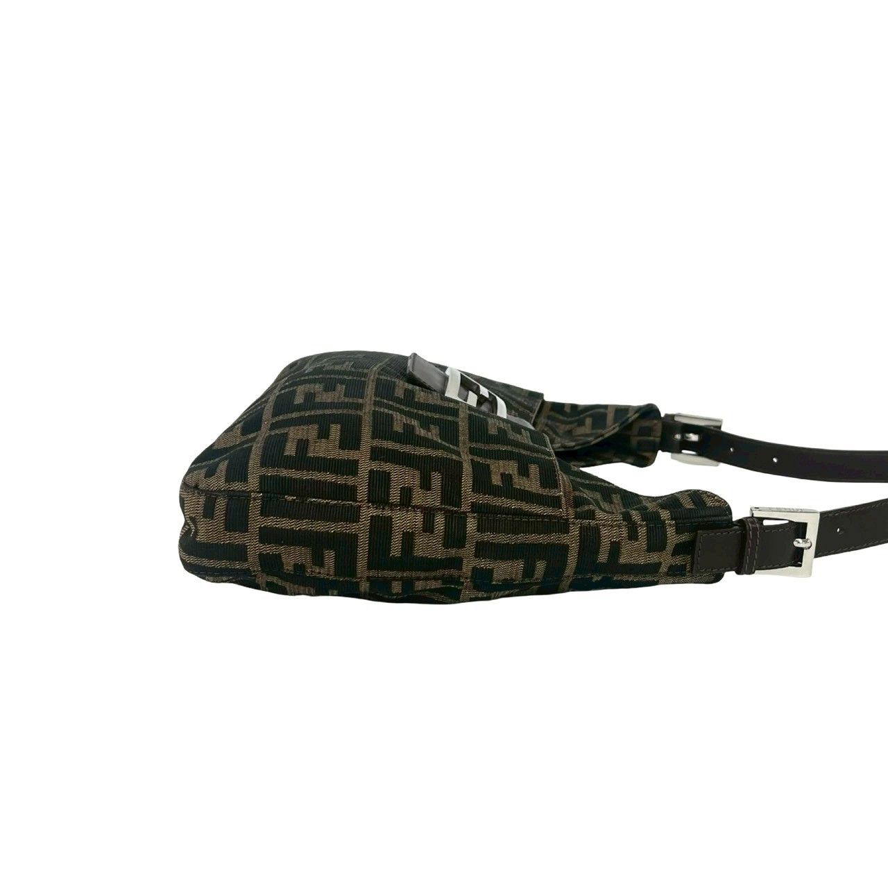 Fendi Vintage Zucca FF Logo Canvas Leather Shoulder Bag Brown — view 6