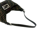 Fendi Vintage Zucca FF Logo Canvas Leather Shoulder Bag Brown — view 4