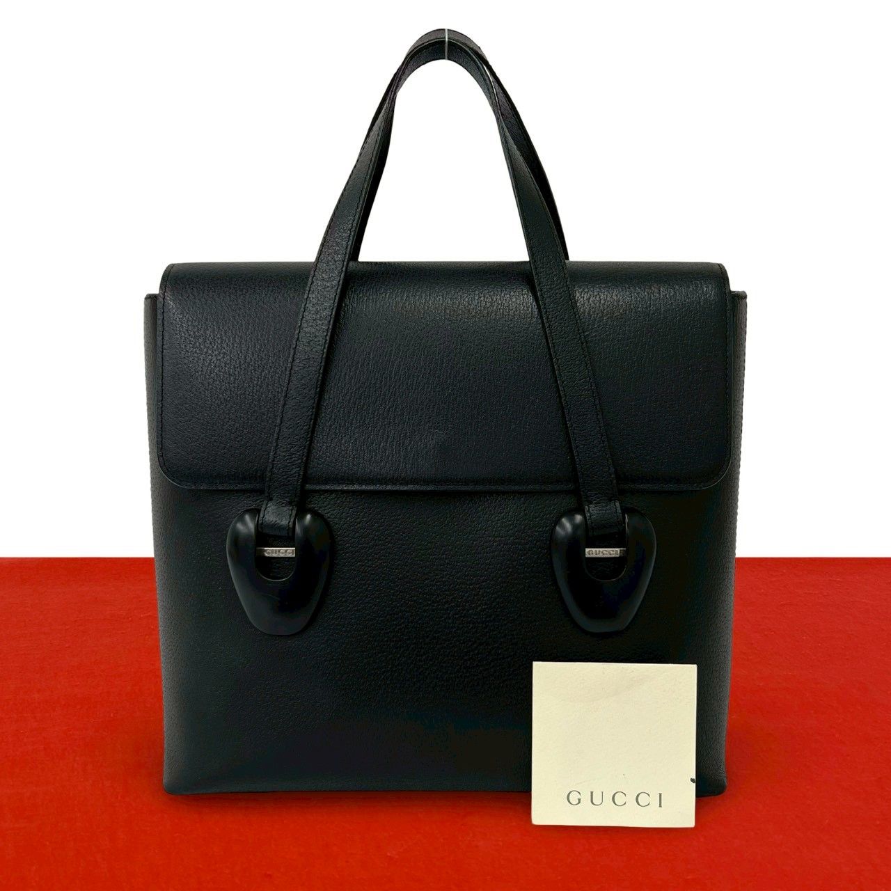 Gucci Vintage Log Leather Tote Black