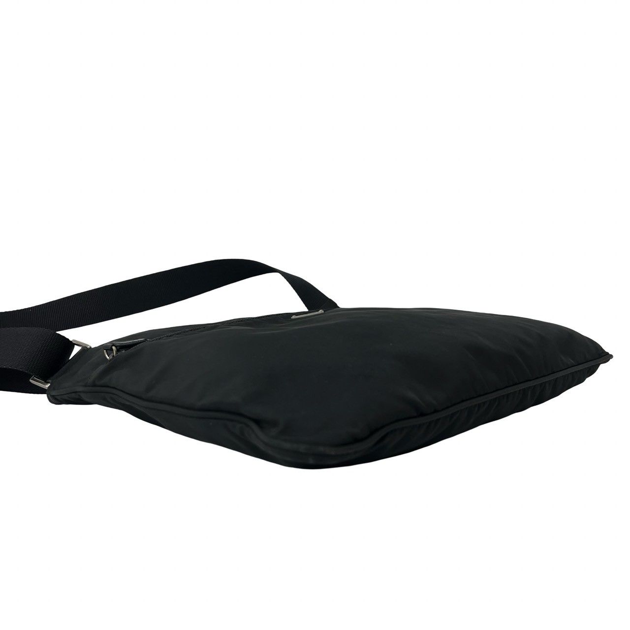 Prada Triangle Logo Plate Tessuto Nylon Shoulder Bag Cross Black — view 7