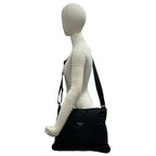 Prada Triangle Logo Plate Tessuto Nylon Shoulder Bag Cross Black — view 2