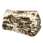 Prada Canapa Triangle Logo Print Canvas Tote Boston Bag Brown Ivory — view 8