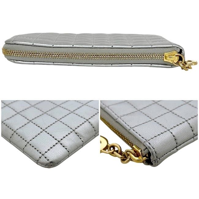 Celine Coin Case Pouch Silver C Charm Leather Purse Zipper — view 5
