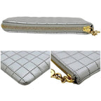 Celine Coin Case Pouch Silver C Charm Leather Purse Zipper — view 5