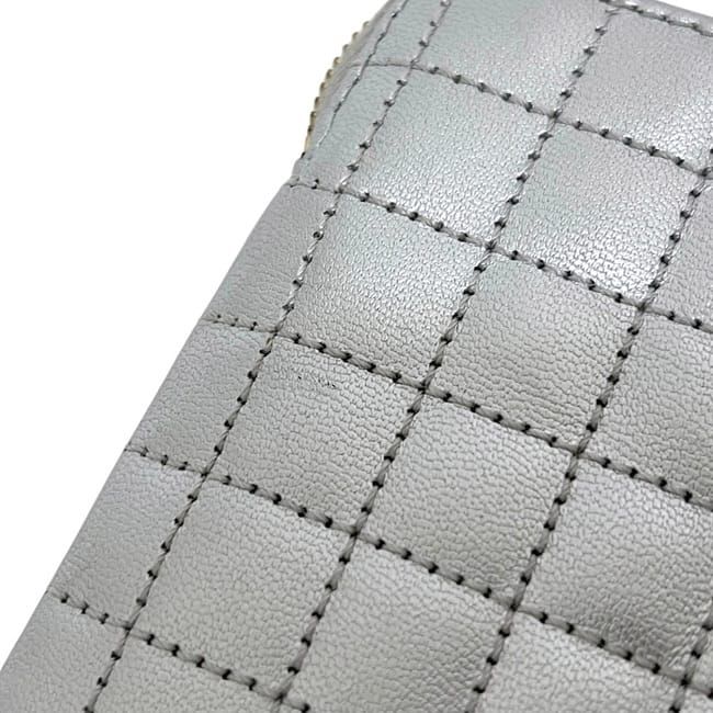 Celine Coin Case Pouch Silver C Charm Leather Purse Zipper — view 6