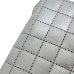 Celine Coin Case Pouch Silver C Charm Leather Purse Zipper — view 6