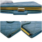 Chanel Kiss Lock Bifold Wallet Blue Quilted CC Logo Caviar Leather Vintage — view 7