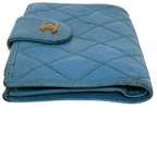 Chanel Kiss Lock Bifold Wallet Blue Quilted CC Logo Caviar Leather Vintage — view 8