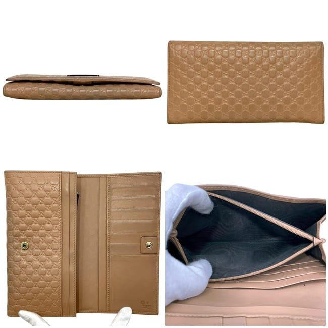 Gucci Bifold Wallet Beige Microshima GG Leather Embossed Logo — view 2