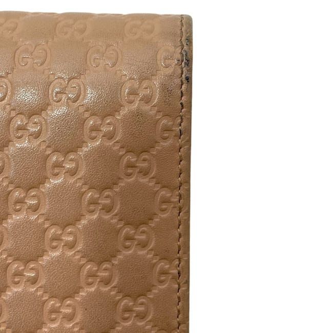 Gucci Bifold Wallet Beige Microshima GG Leather Embossed Logo — view 8