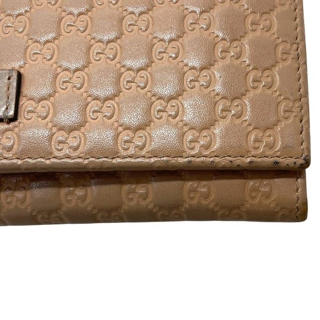 Gucci Bifold Wallet Beige Microshima GG Leather Embossed Logo — view 7