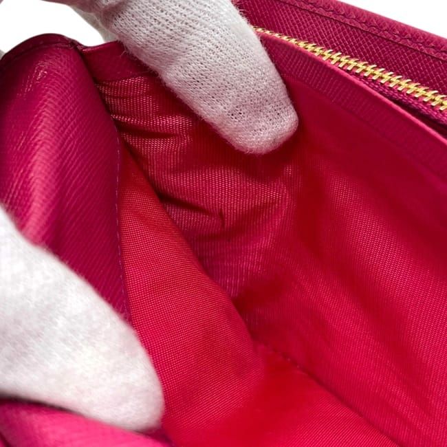 Prada Bifold Wallet Pink Fuxia Tessuto Impuntu Nylon Leather Quilted 107 Stitch — view 7