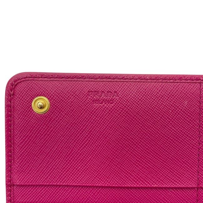Prada Bifold Wallet Pink Fuxia Tessuto Impuntu Nylon Leather Quilted 107 Stitch — view 8