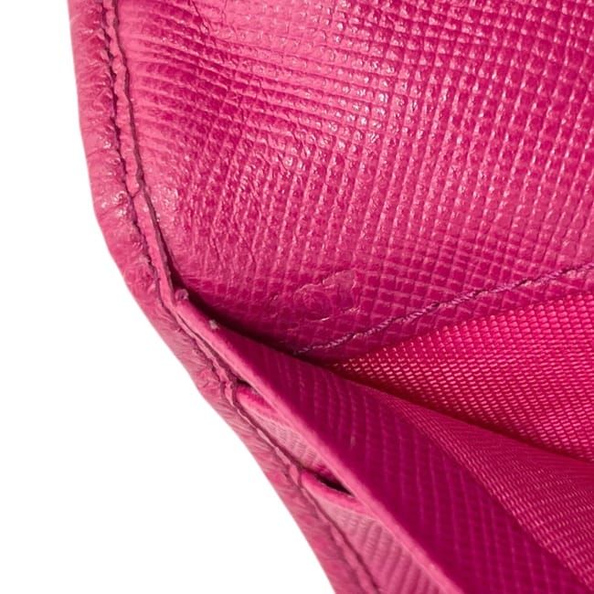 Prada Bifold Wallet Pink Fuxia Tessuto Impuntu Nylon Leather Quilted 107 Stitch — view 4