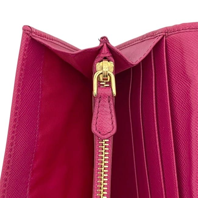 Prada Bifold Wallet Pink Fuxia Tessuto Impuntu Nylon Leather Quilted 107 Stitch — view 6