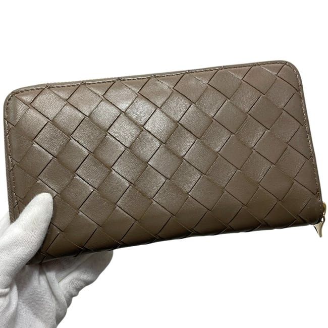 Bottega Veneta Zip Around Wallet Beige Intrecciato Leather Braided — view 9