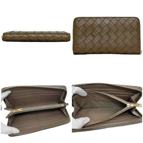 Bottega Veneta Zip Around Wallet Beige Intrecciato Leather Braided — view 2