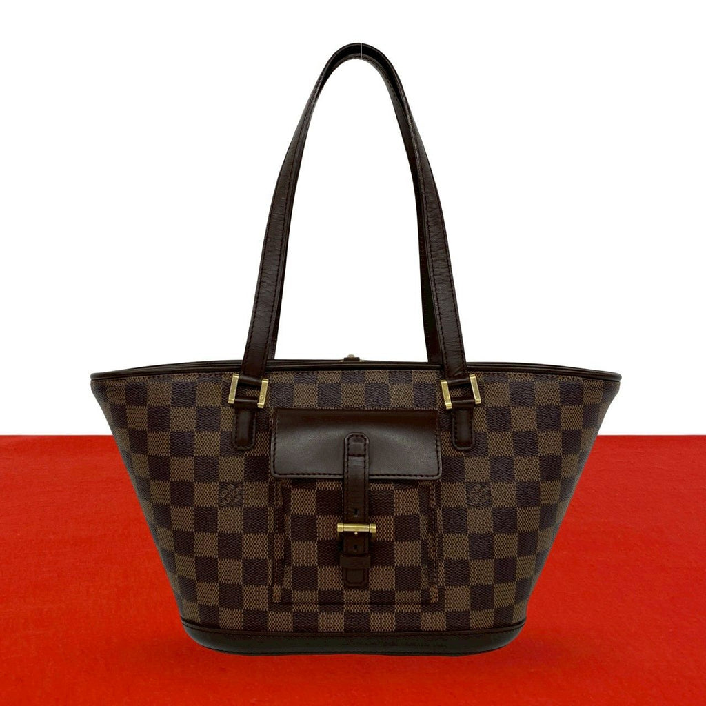 Louis Vuitton Manosque PM Damier Pattern Leather Tote Brown