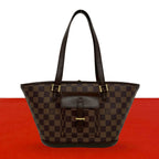 Louis Vuitton Manosque PM Damier Pattern Leather Tote Brown