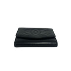 Chanel Vintage Jumbo CC Logo Lambskin Bifold Wallet Mini Card Case Black — view 6