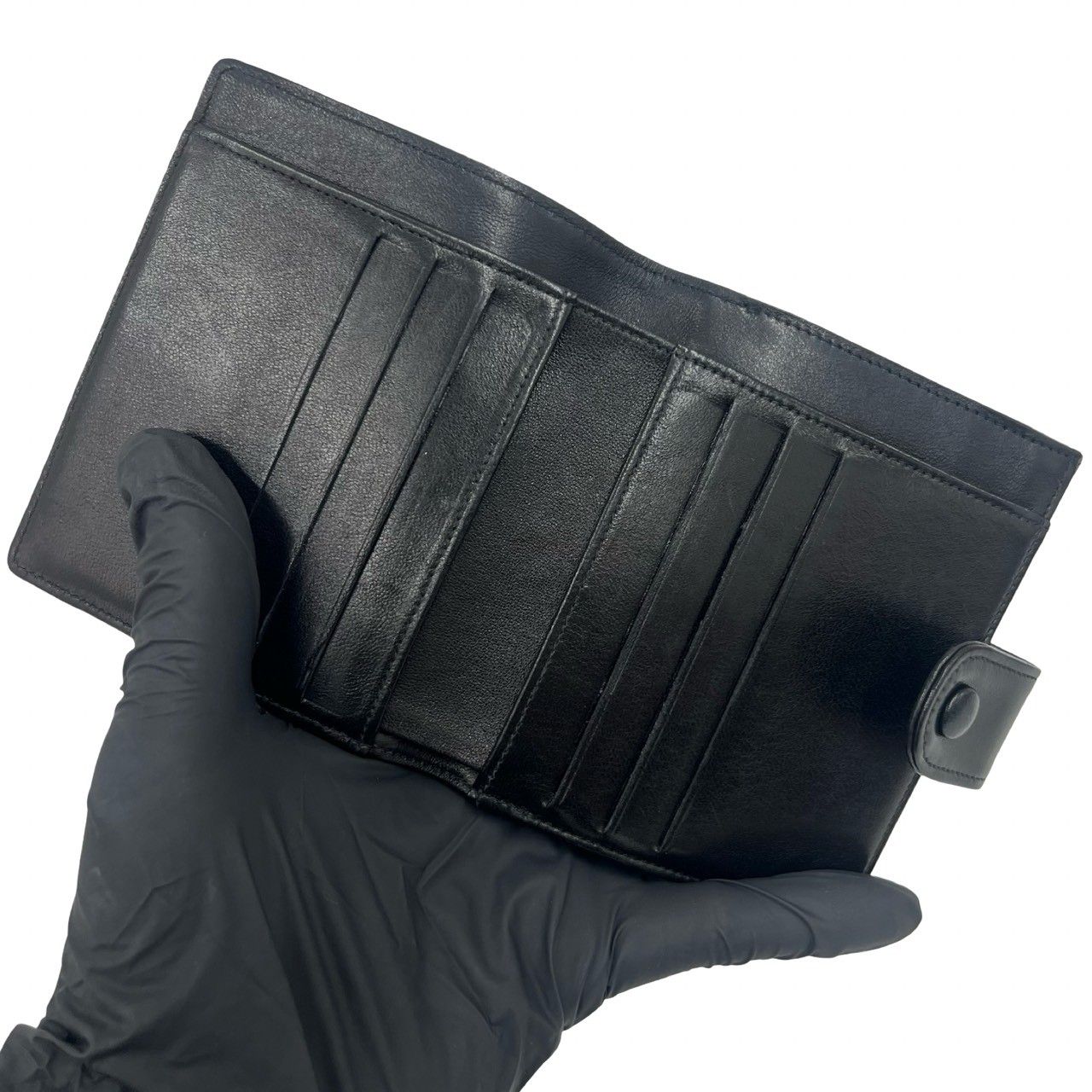 Chanel Vintage Jumbo CC Logo Lambskin Bifold Wallet Mini Card Case Black — view 7
