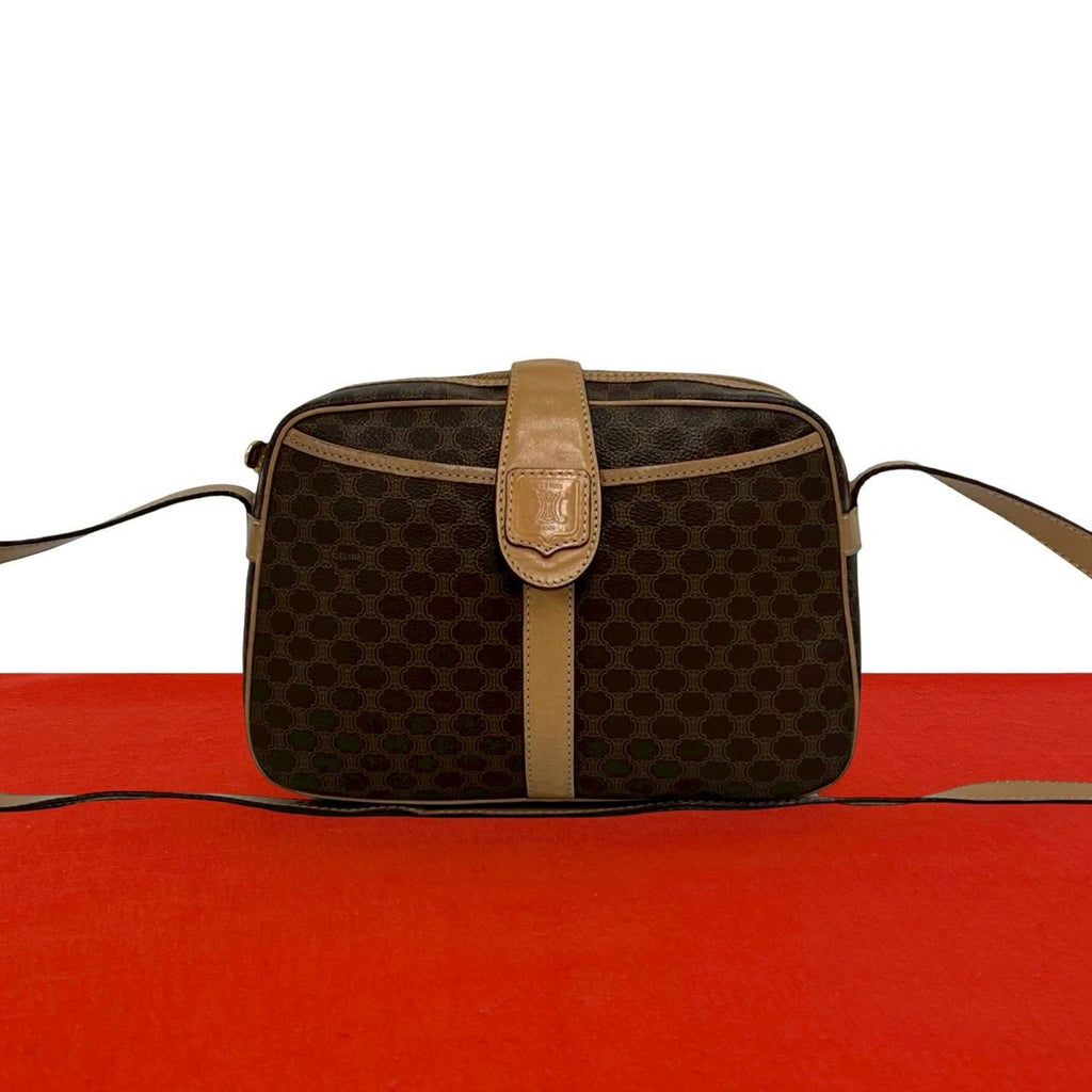 Celine Vintage Macadam Blason Triomphe Logo Leather Mini Shoulder Bag Pochette