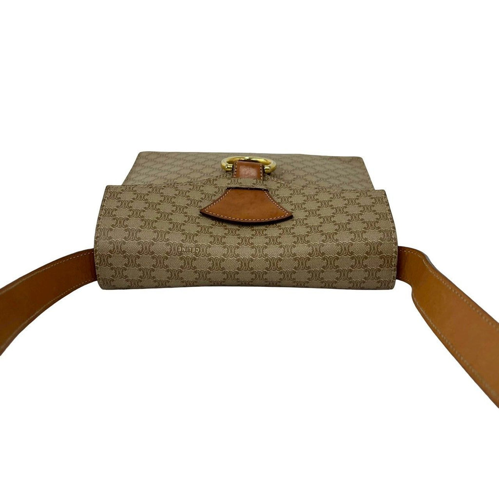Celine Vintage Macadam Blason Triomphe Pattern Logo Leather Shoulder — view 4