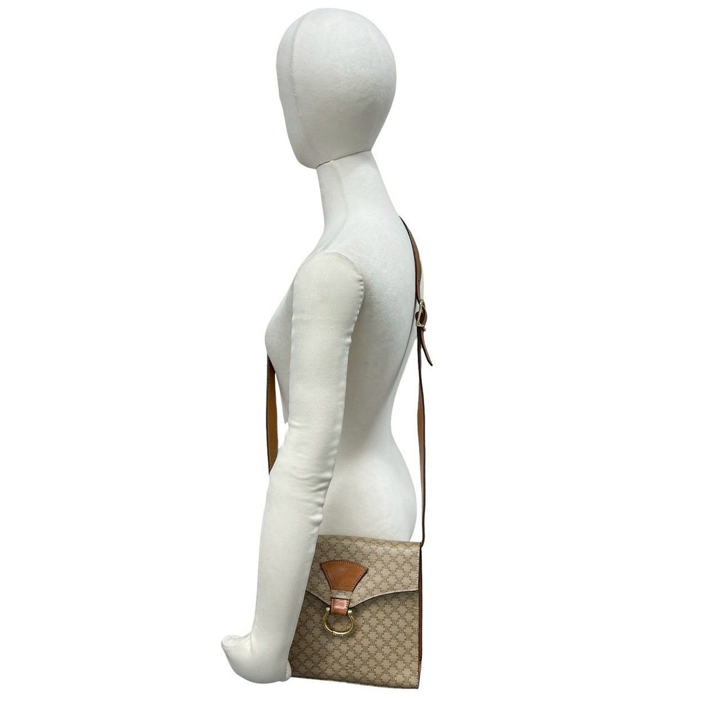 Celine Vintage Macadam Blason Triomphe Pattern Logo Leather Shoulder — view 2