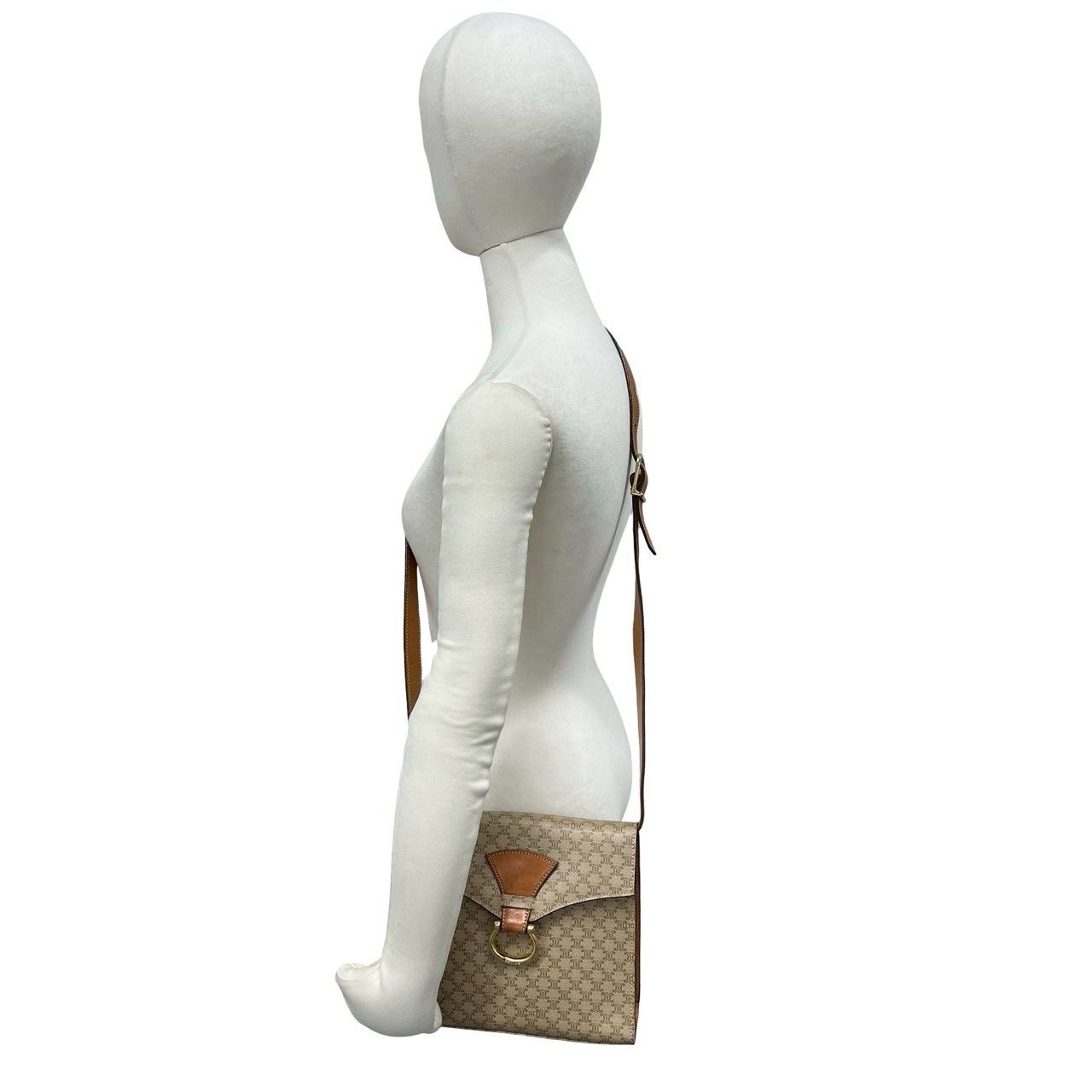 Celine Vintage Macadam Blason Triomphe Pattern Logo Leather Shoulder — view 2