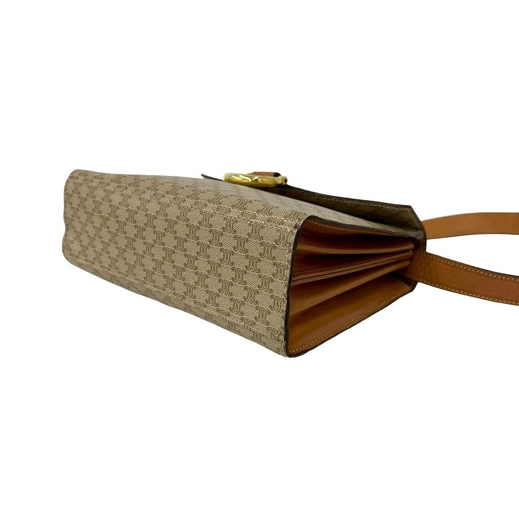 Celine Vintage Macadam Blason Triomphe Pattern Logo Leather Shoulder — view 8