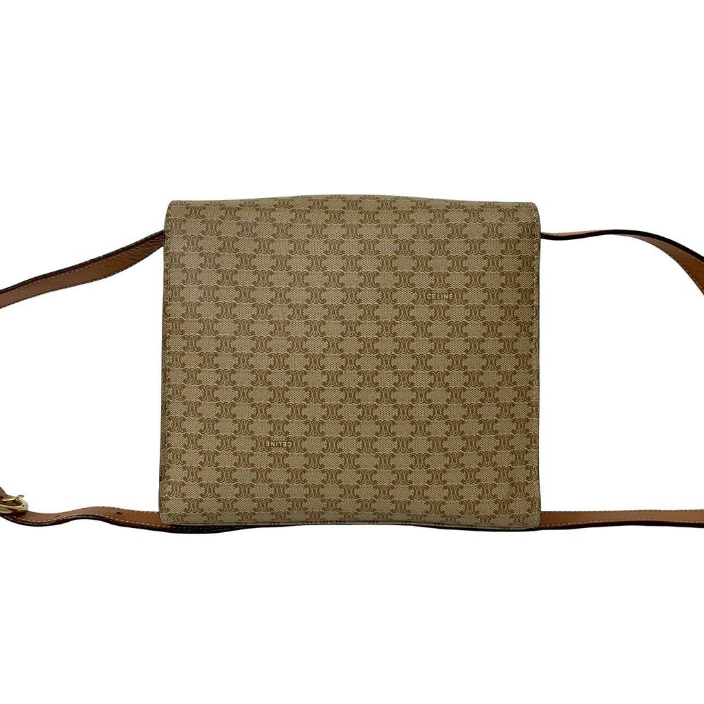 Celine Vintage Macadam Blason Triomphe Pattern Logo Leather Shoulder — view 3